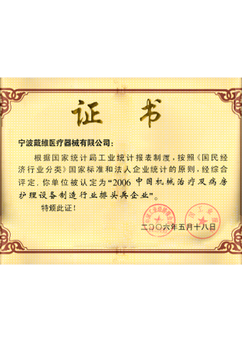 David_2006 Entreprise leader dans l'industrie chinoise de fabrication d'équipement de soins infirmiers de thérapie mécanique et de salle